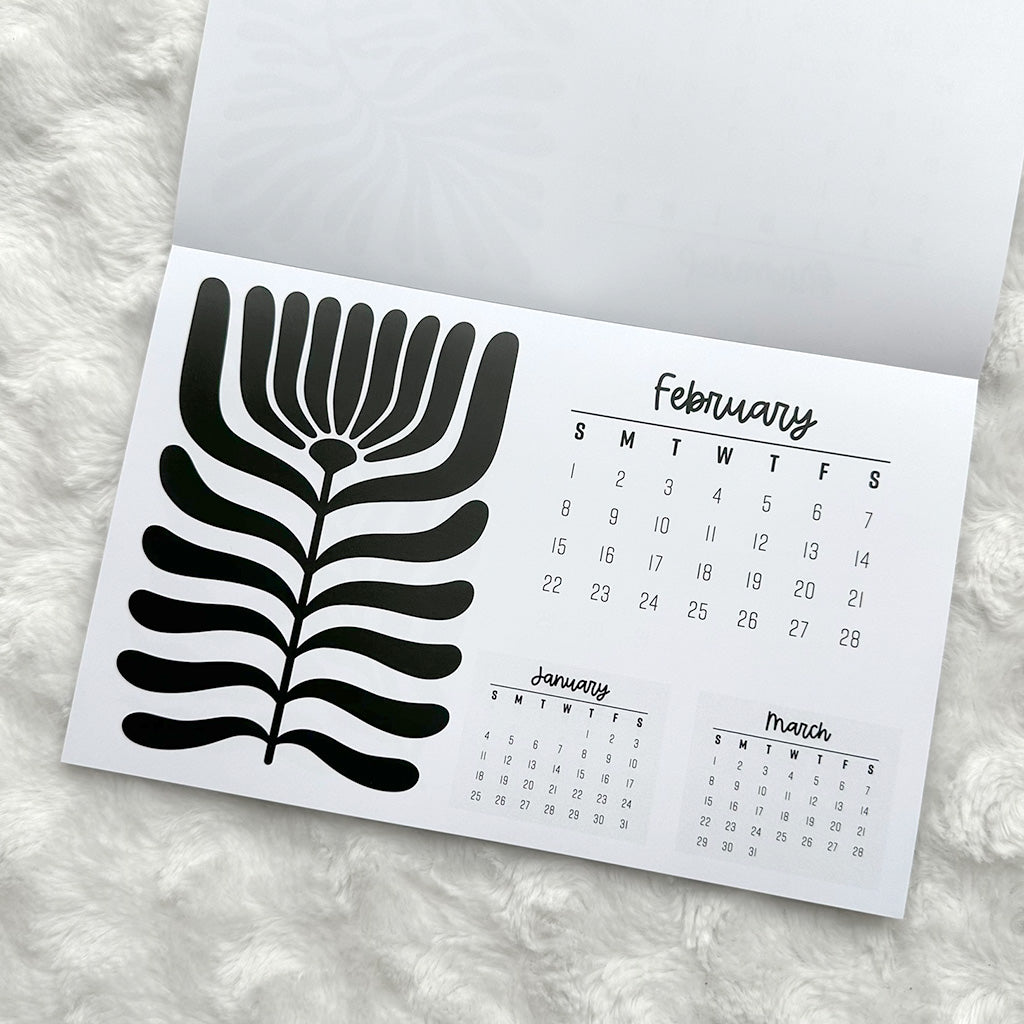 2026 Calendar - Black Ink | Notepad | Printed