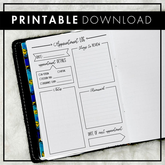 Therapy Appointment Log | Printable