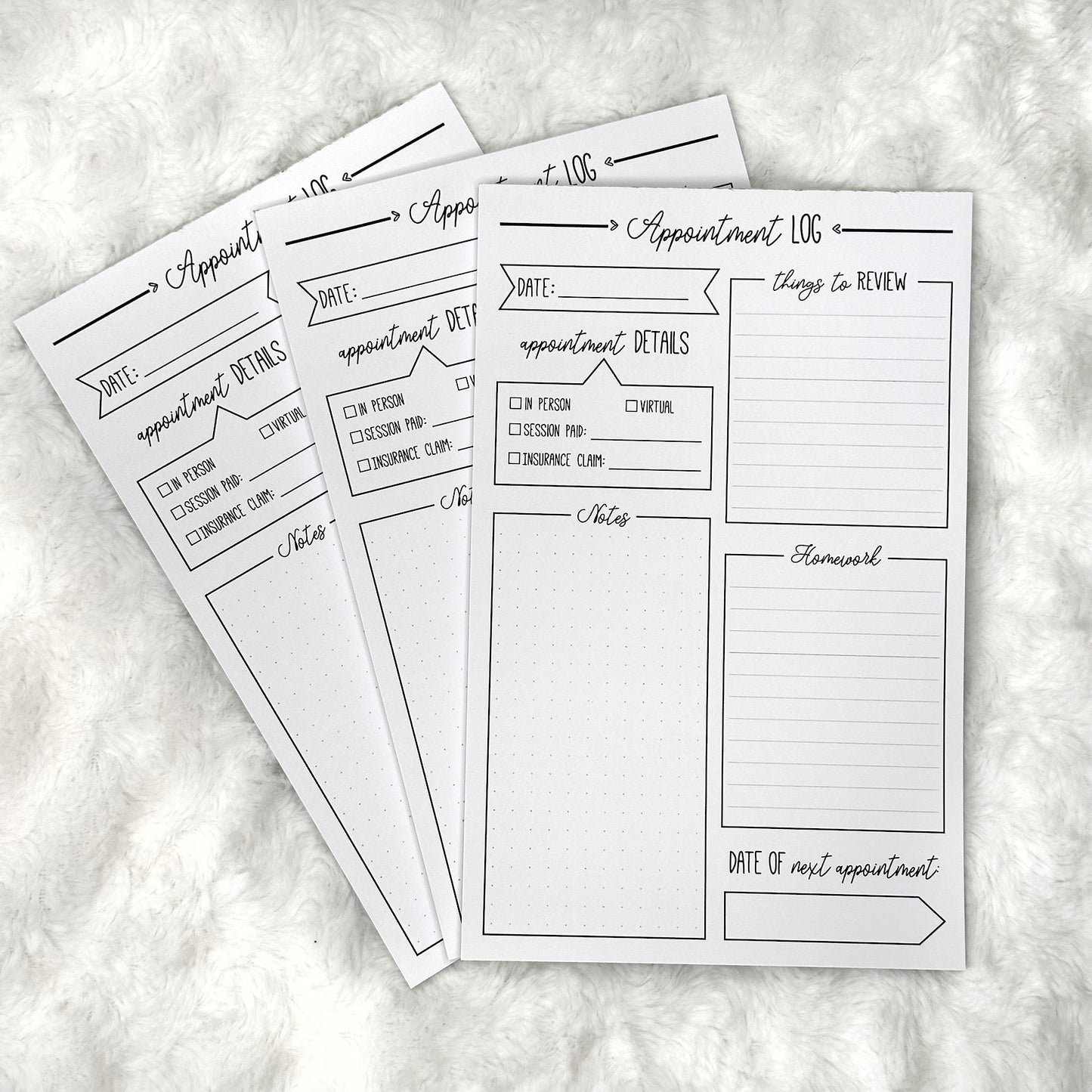 Therapy Appointment Log | Notepad | Printed