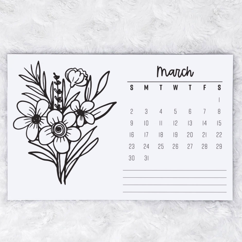 2025 Floral Monthly - Horizontal | Notepad | Printed