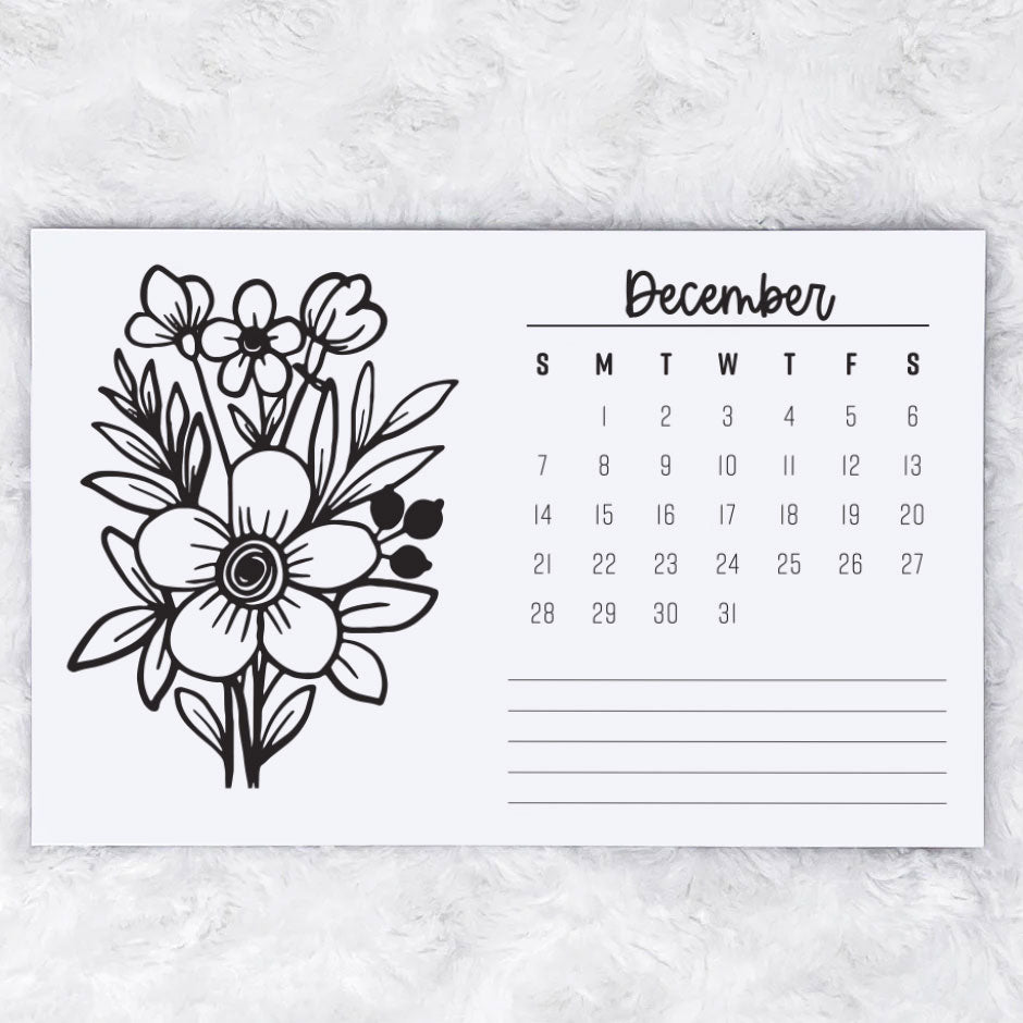 2025 Floral Monthly - Horizontal | Notepad | Printed