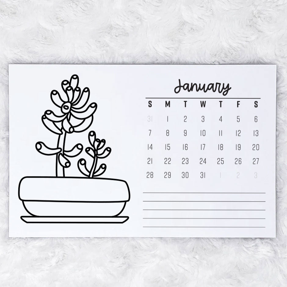 2024 Succulent Monthly - Horizontal | Notepad | Printed