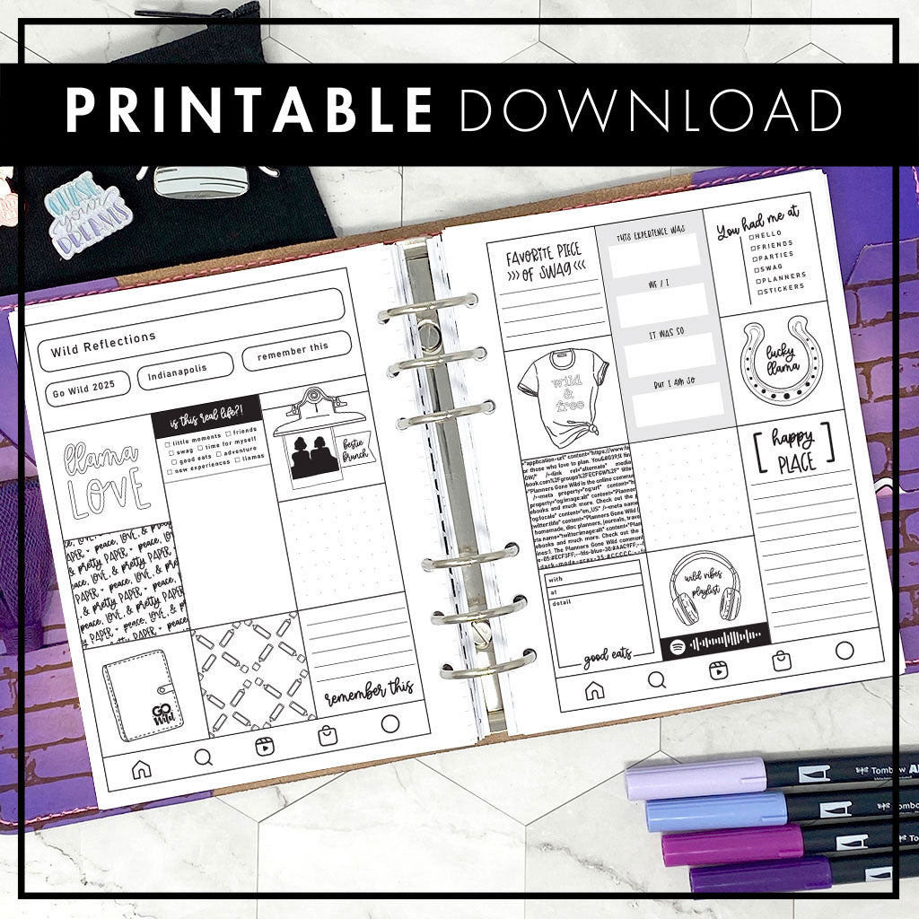Wild Memories Insert | Go Wild 2025 Official Merchandise | Printable