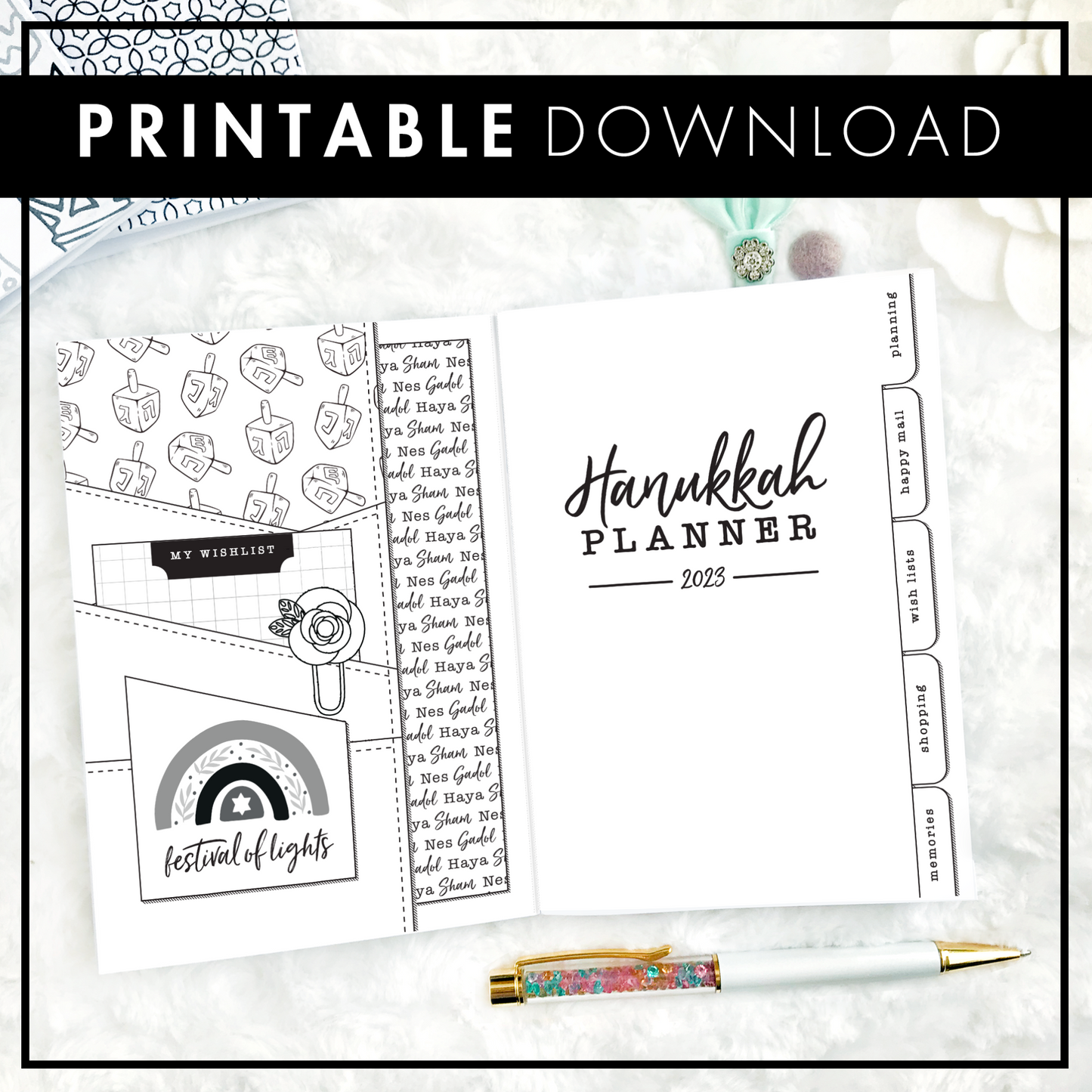 Hanukkah Planner & Memory Keeper - 2023 | Printable