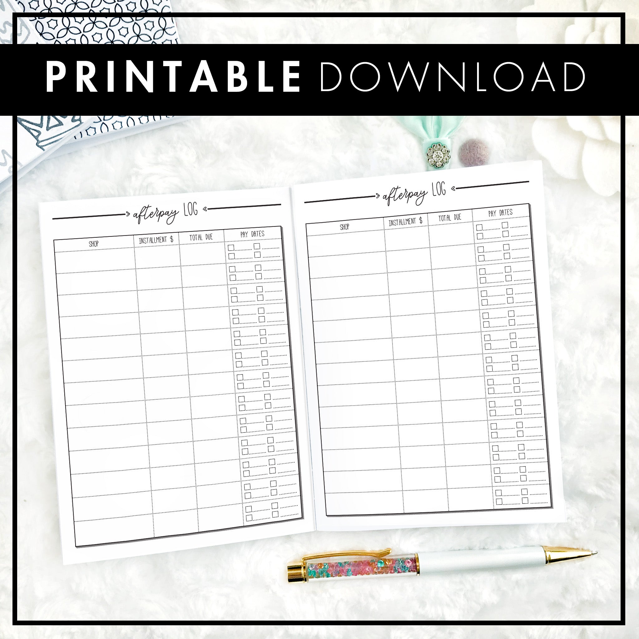 Afterpay Tracker Half Size Half Letter Inserts Printable -  Israel