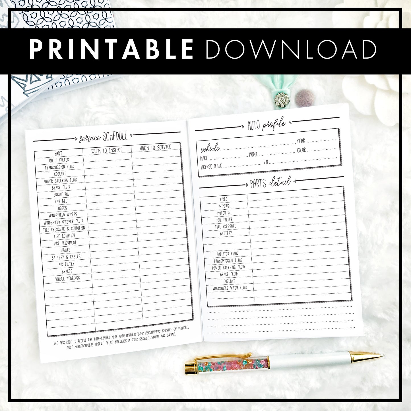 Auto Care Planner | Printable