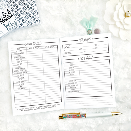 Auto Care Planner | Printed