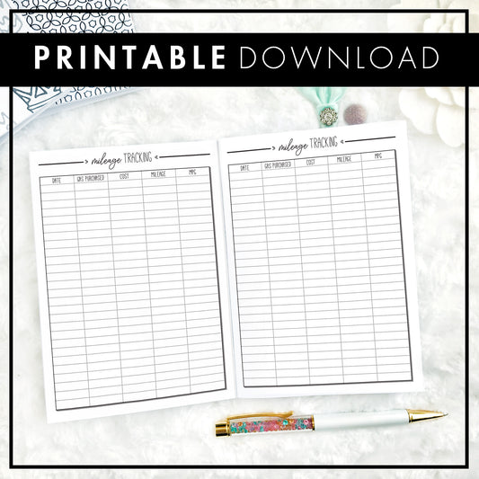 Auto Mileage Tracker | Printable