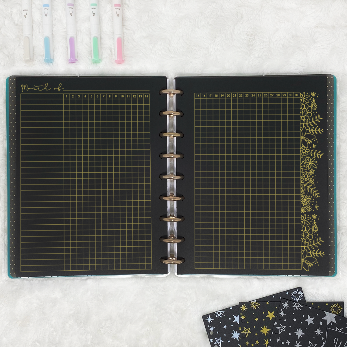 Monthly Floral Habit Tracking | Blackout | Printed