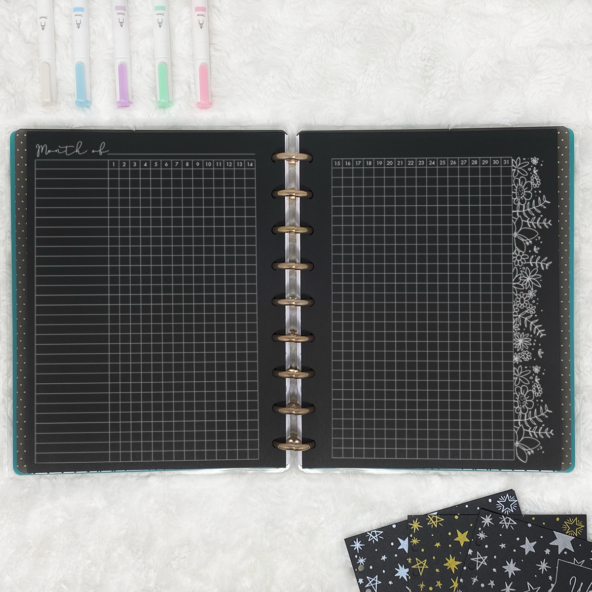Monthly Floral Habit Tracking | Blackout | Printed