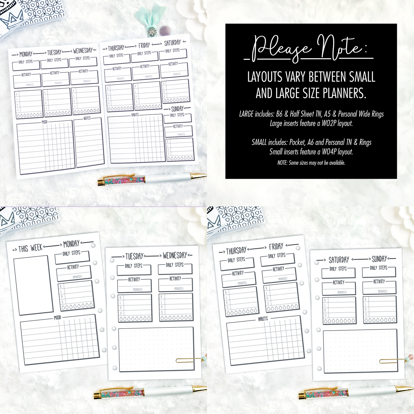 Weekly Health & Fitness Tracker | Printed