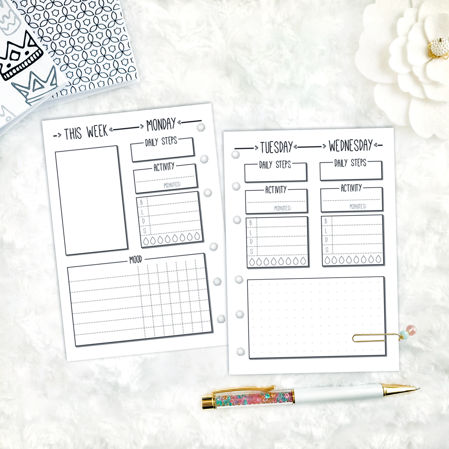 Weekly Health & Fitness Tracker | Printed