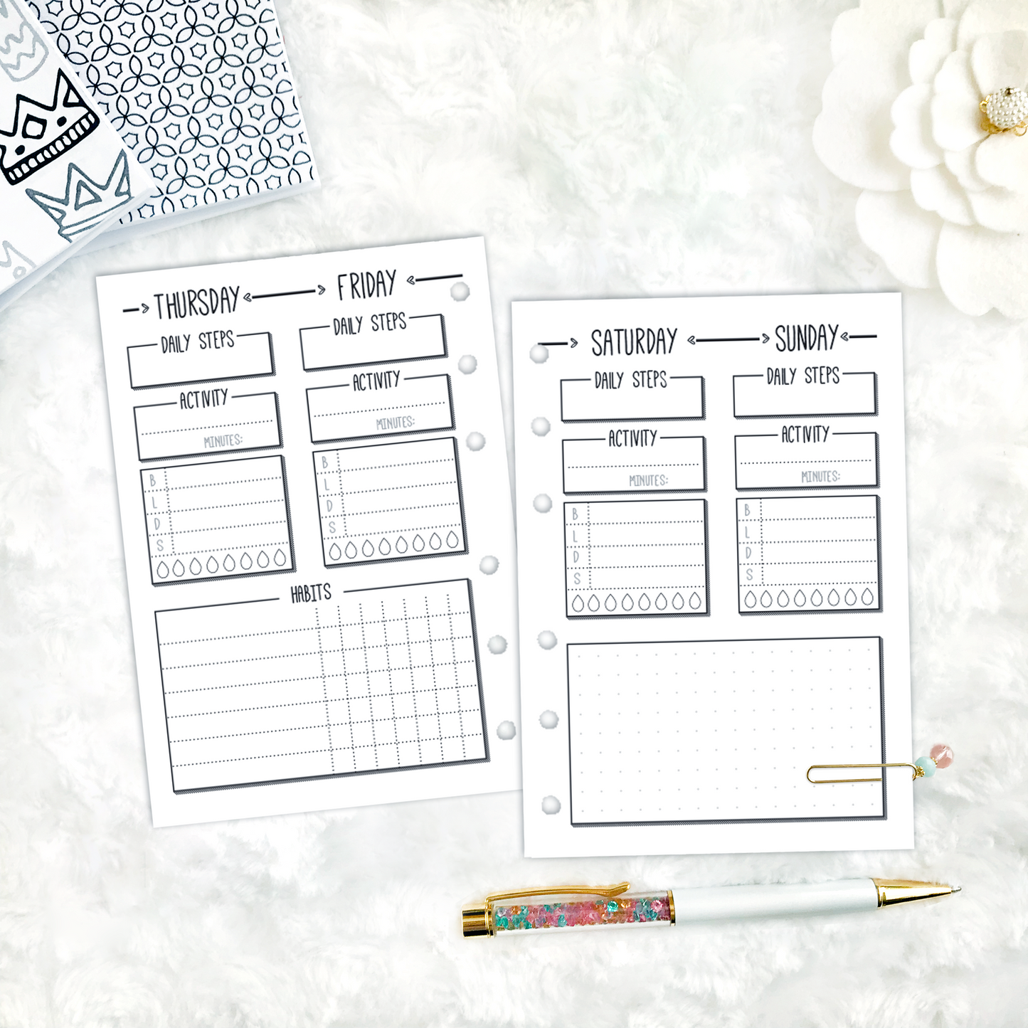Weekly Health & Fitness Tracker | Printed