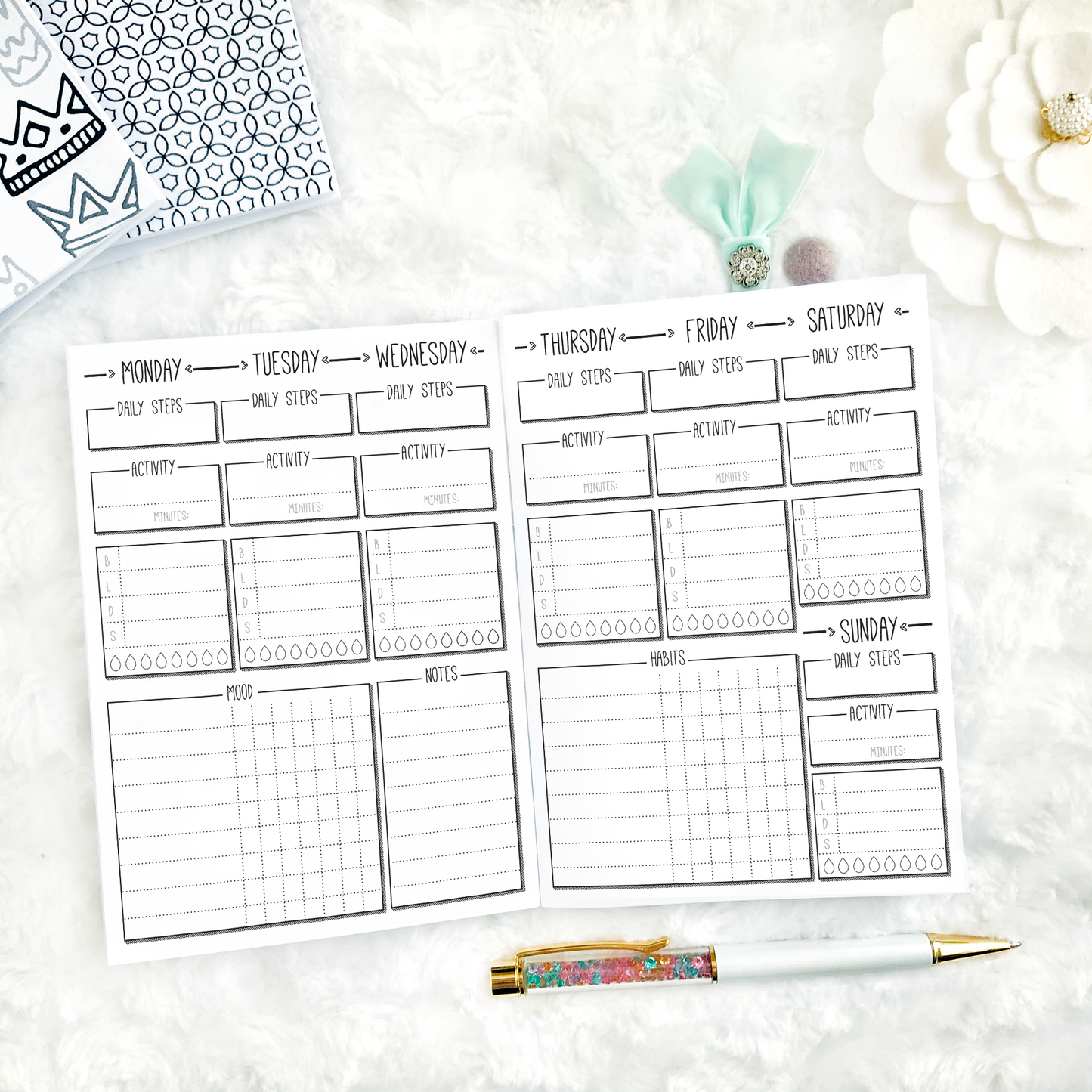 Weekly Health & Fitness Tracker | Printed