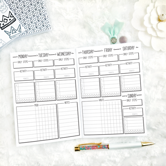 Weekly Health & Fitness Tracker | Printed
