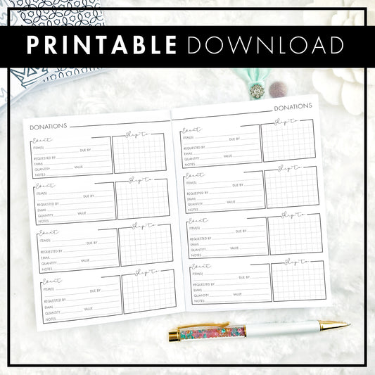 Executive - Donations Log | Printable