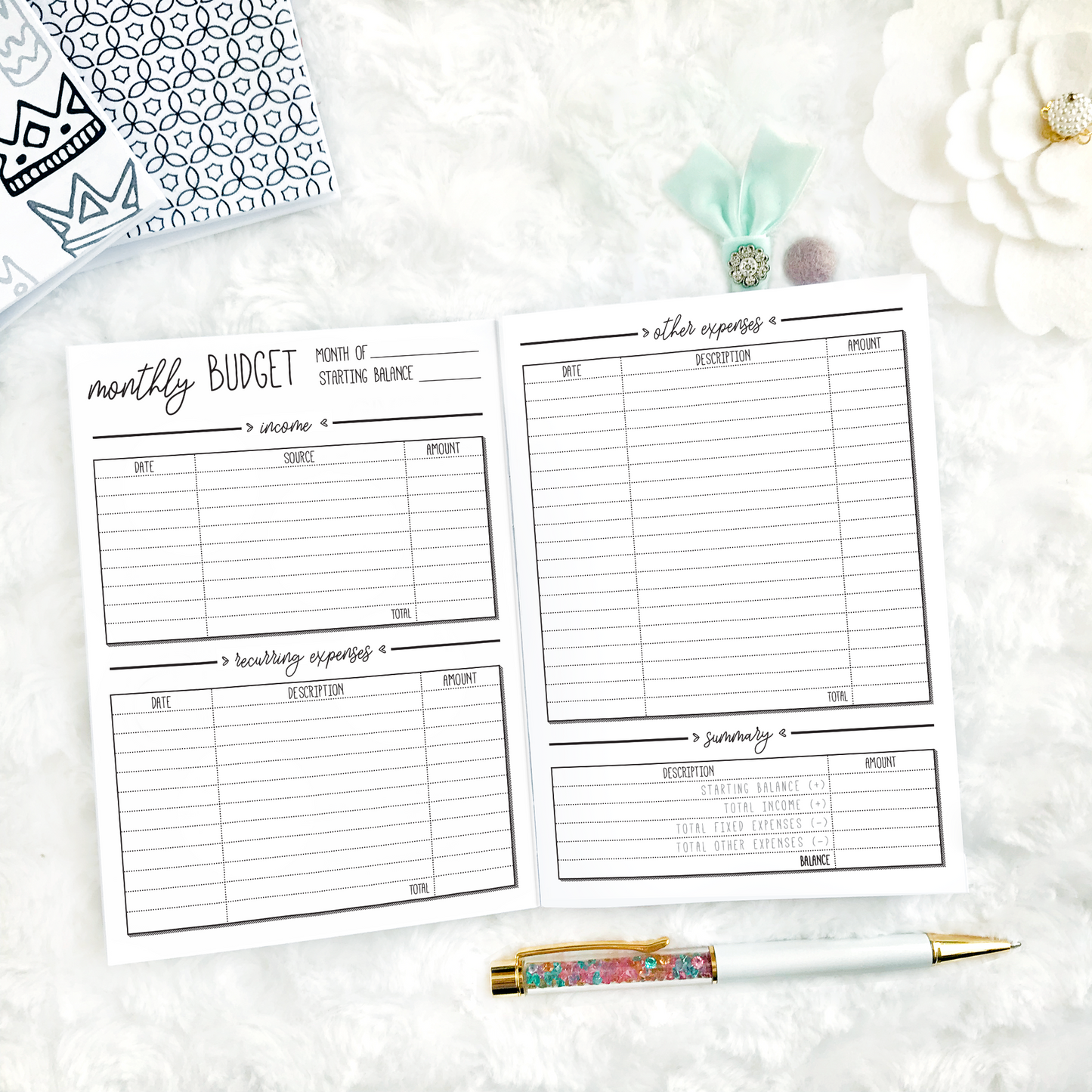 Financial Planner & Monthly Budget | Printed