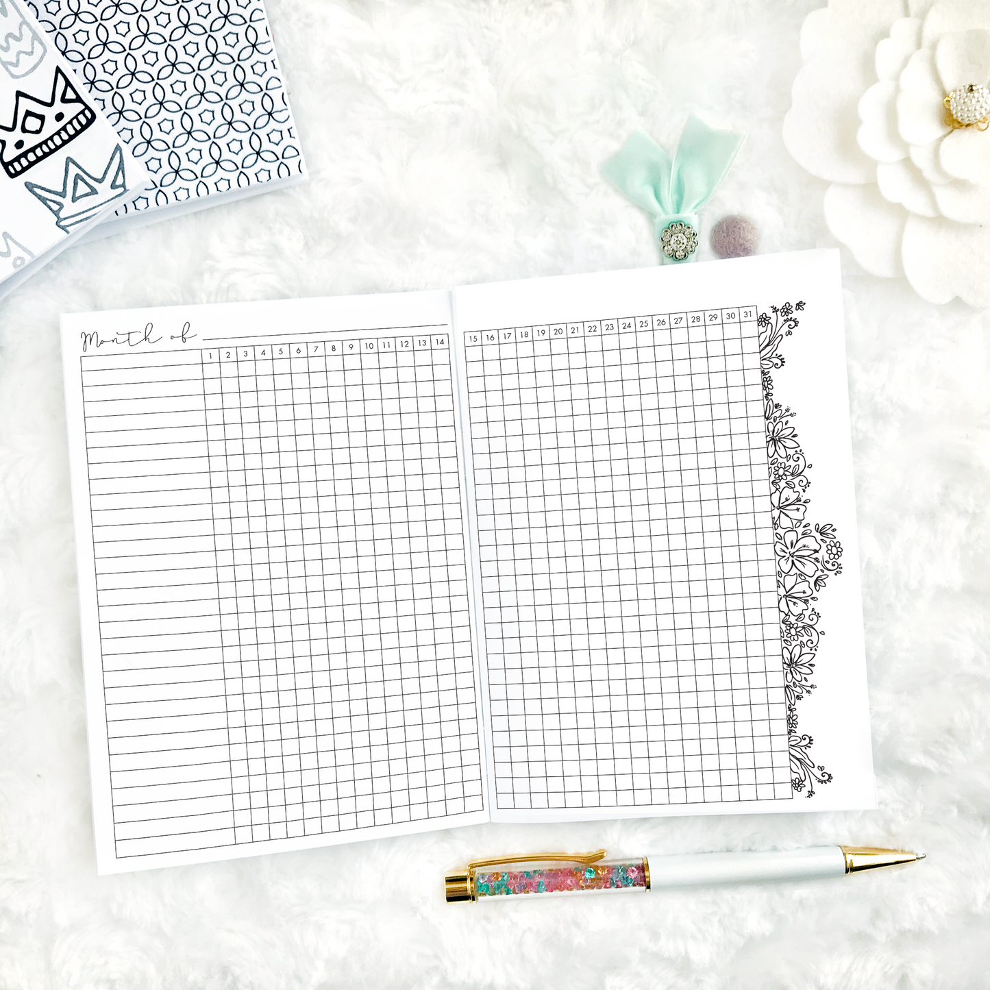 Monthly Floral Habit Tracking | Printed