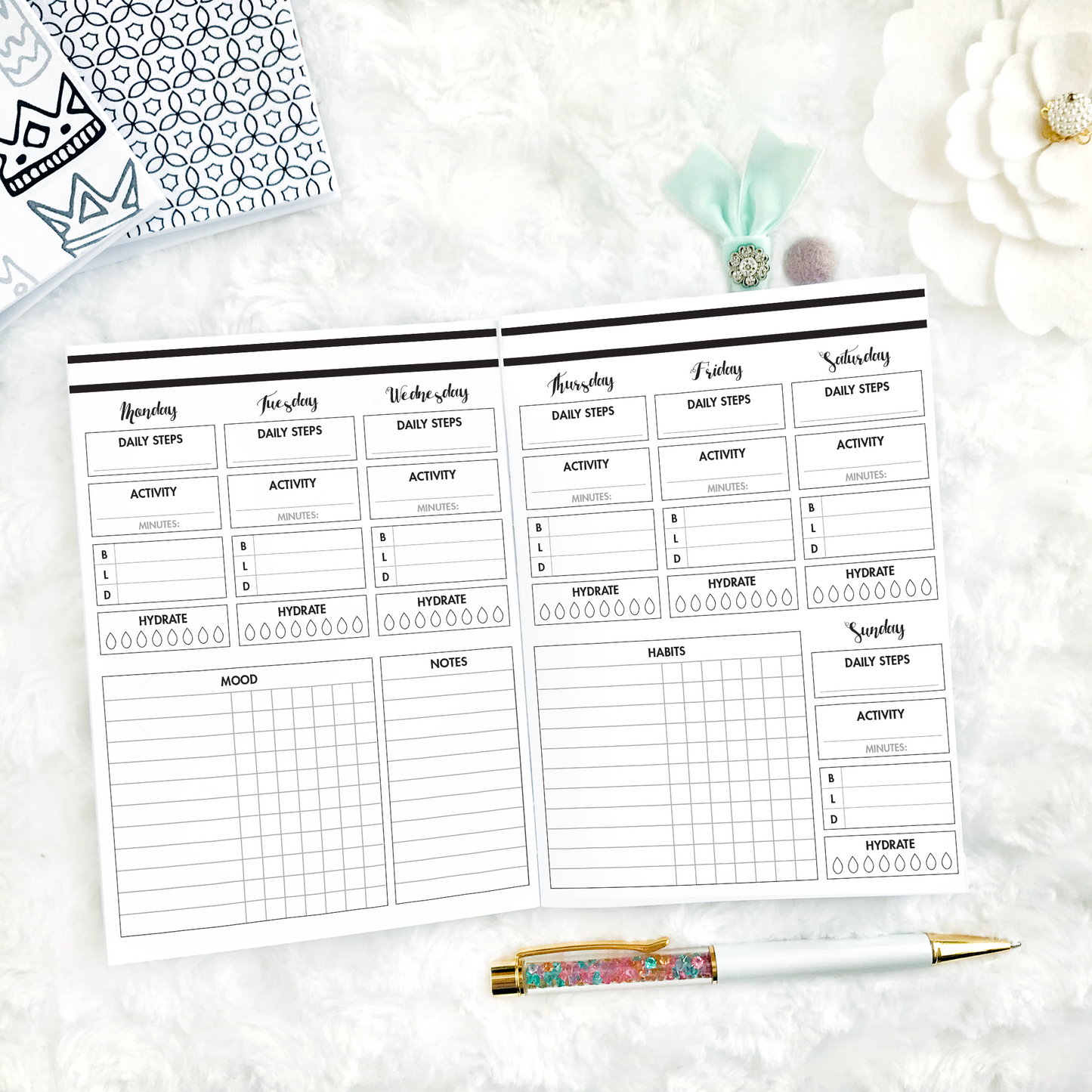 Weekly Health & Fitness Tracker | Printed