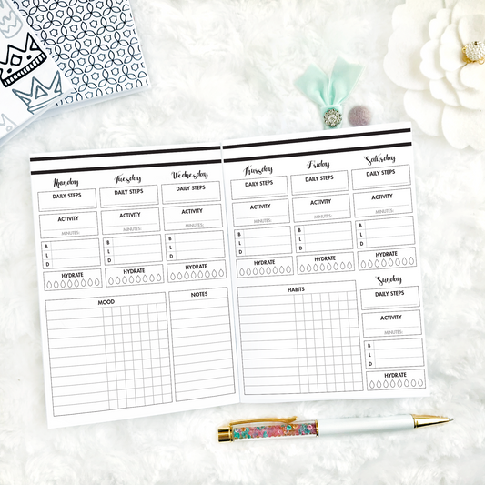 Weekly Health & Fitness Tracker | Printed
