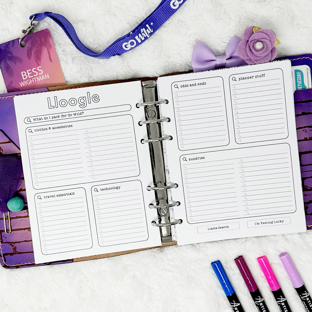 Wild Planning Insert | Go Wild 2024 Official Merchandise | Printed