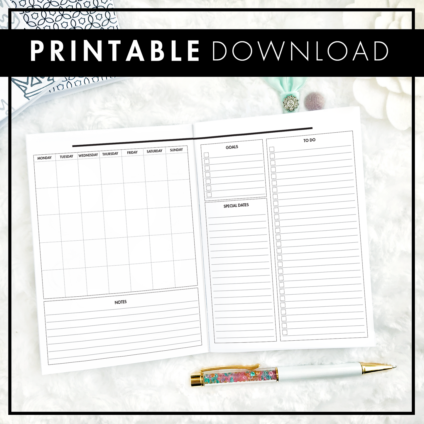 The Monica Undated Monthly (Monday Start) | Printable