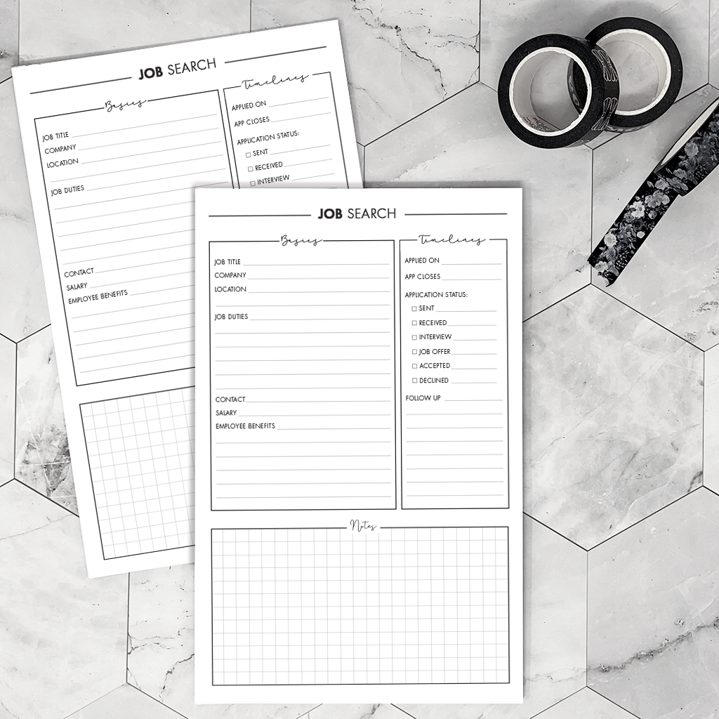 Job Search Tracker | Notepad | Printed