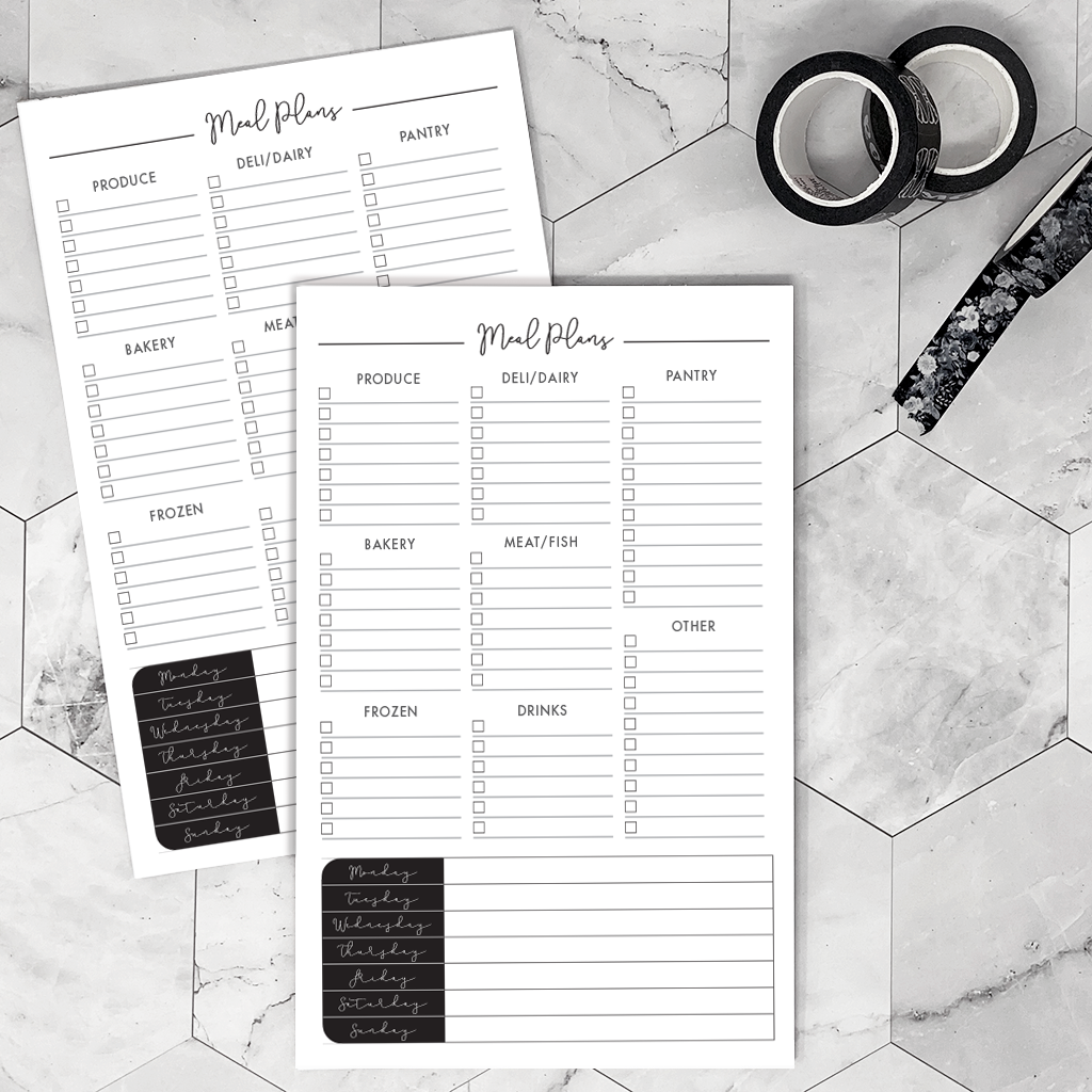 Meal Planner & Grocery List | Notepad | Printed
