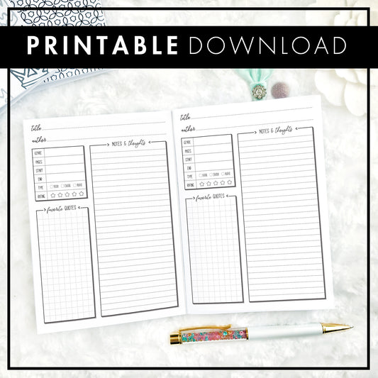 Reading Journal & Literary Log | Printable