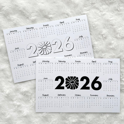 2026 Calendar - Colorable | Notepad | Printed