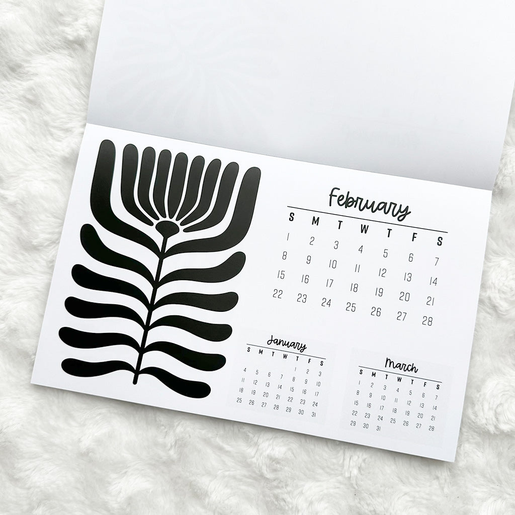 2026 Calendar - Black Ink | Notepad | Printed