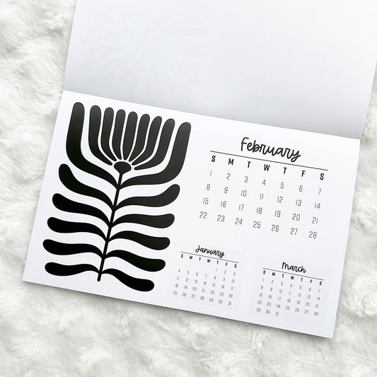 2026 Calendar - Black Ink | Notepad | Printed