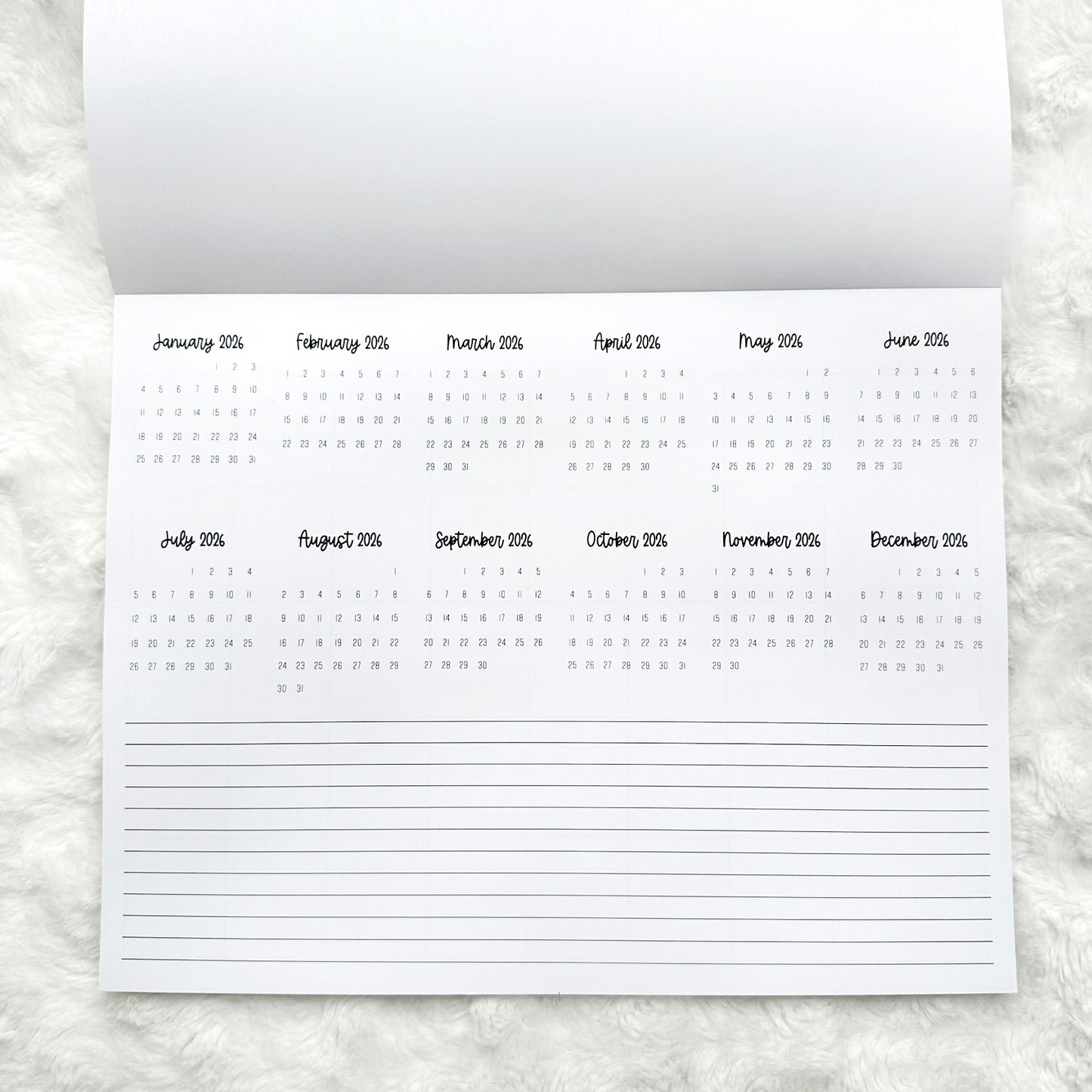 2026 Calendar - Graph Style | Notepad | Printed