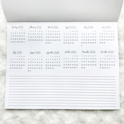 2026 Calendar - Script Style | Notepad | Printed