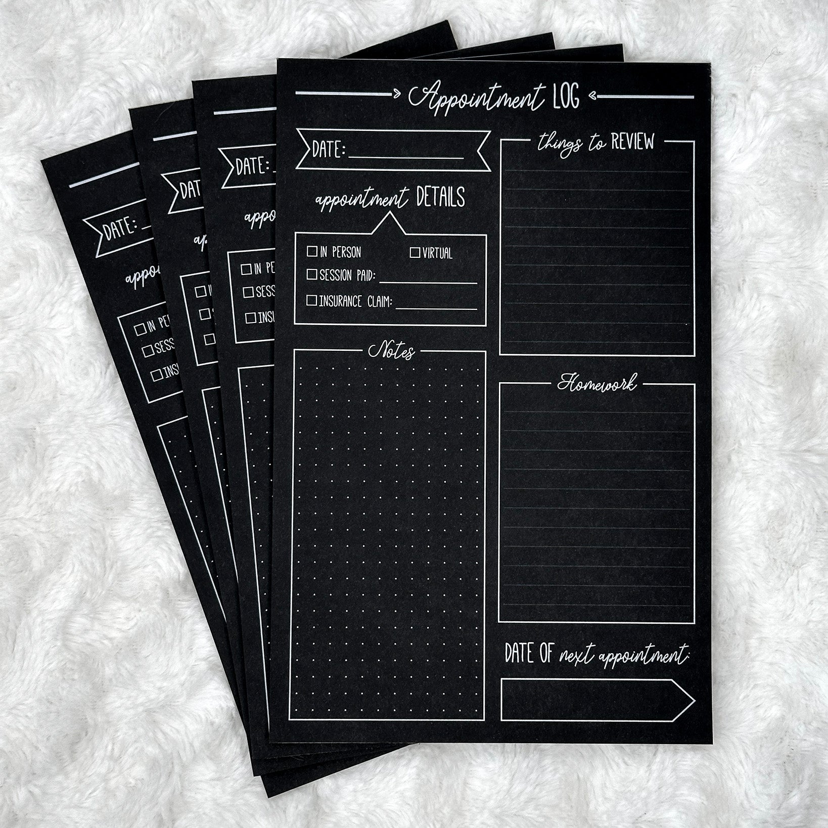 LPA Blackout Notepads | Therapy Appointment Log – Lights Planner Action