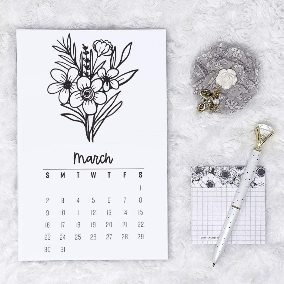 2025 Floral Monthly - Vertical | Notepad | Printed