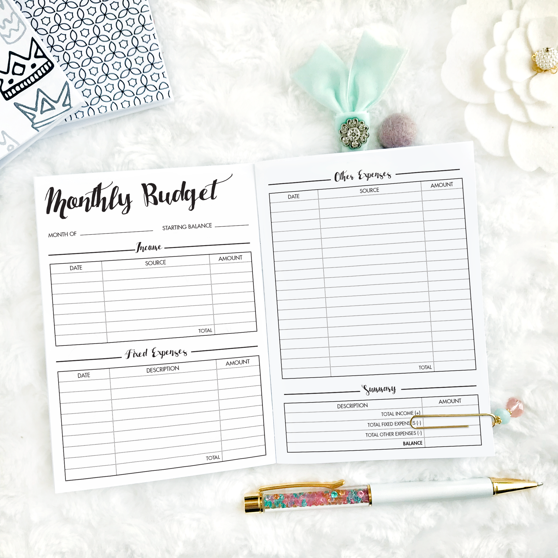 Printable Monthly Budget Planner, Budget Template, Finance Planner