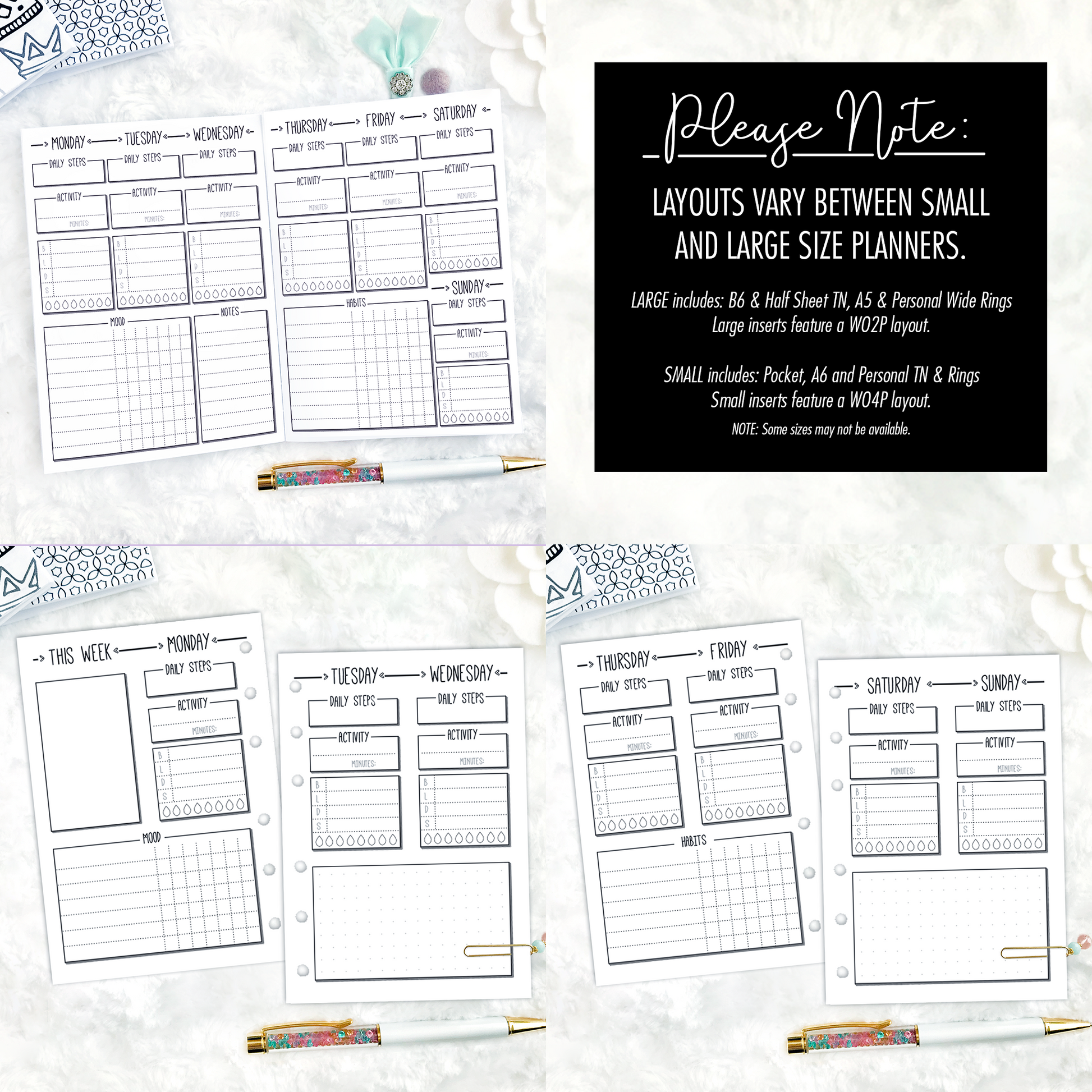 Printable Planner Template Weekly Spread Bullet Journal. Bullet Journal  Inserts. Printable Journal Pages 