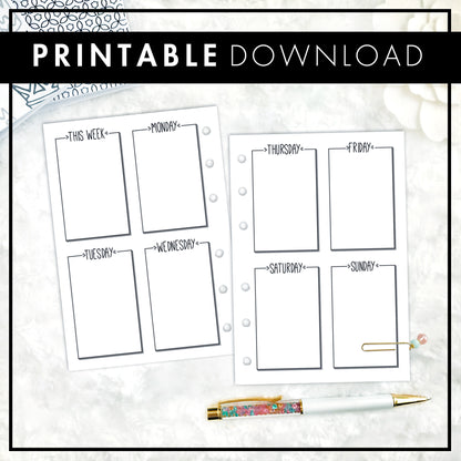 Undated Weekly Vertical WO2P | Doodle Style | Printable