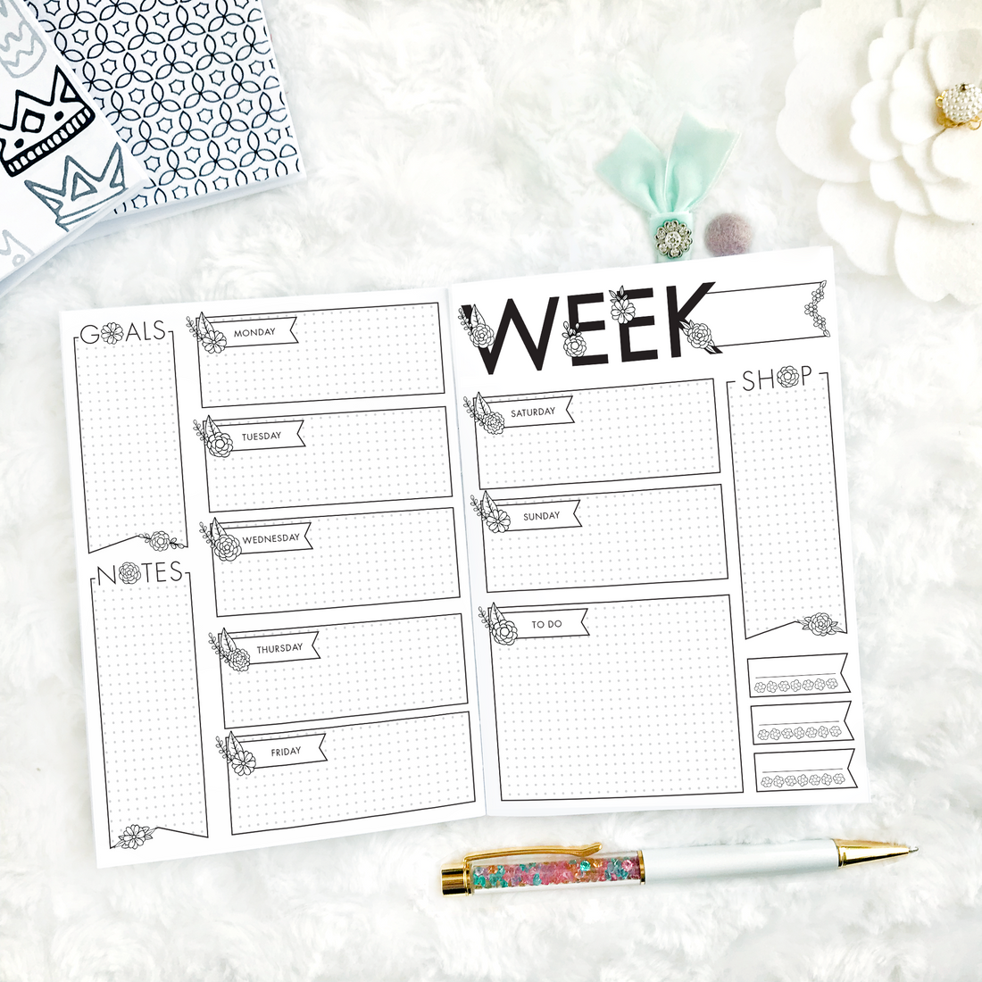 Lights Planner Action Planner Inserts The Azalea Weekly Printed