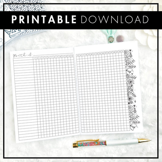 Monthly Floral Habit Tracking | Printable