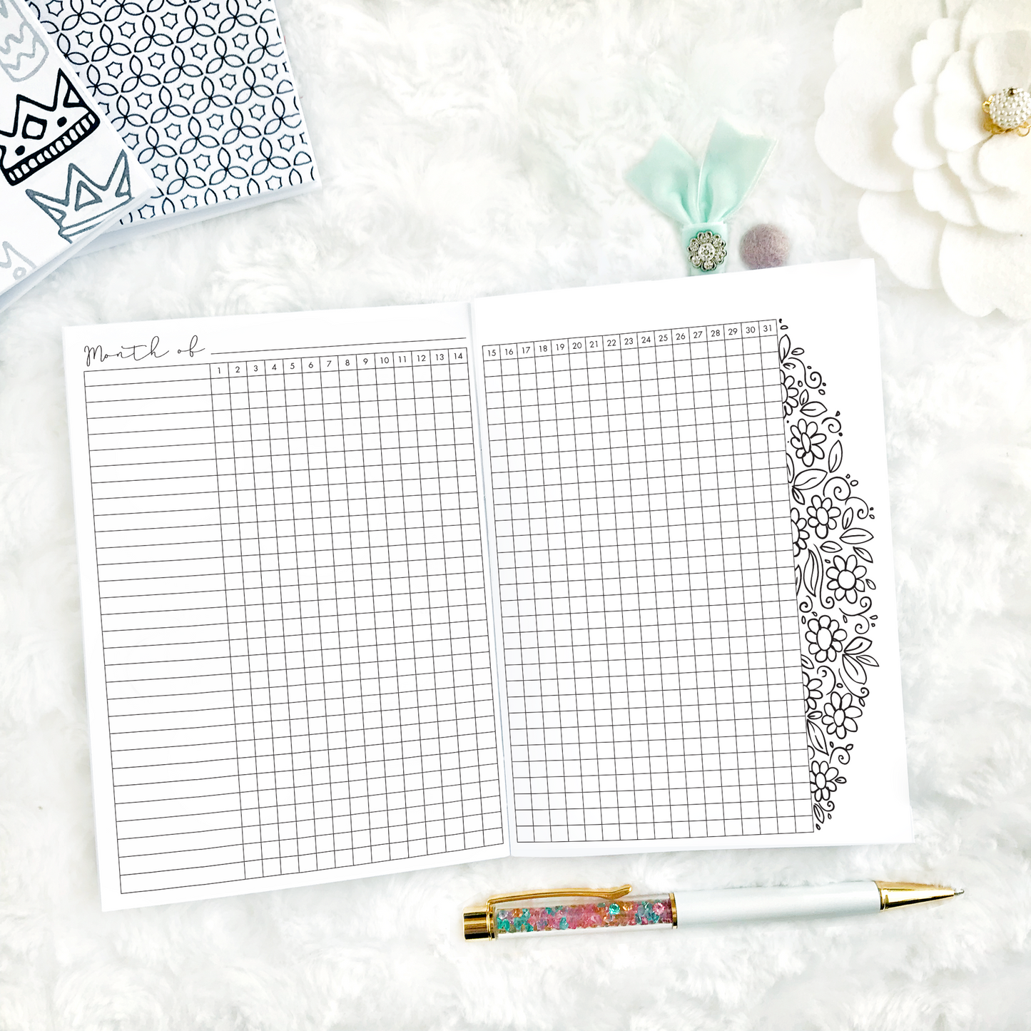 Monthly Floral Habit Tracking | Printed