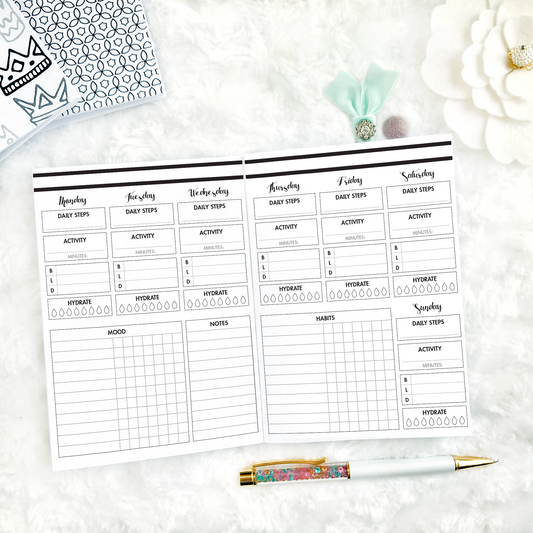 A6 Ring Inserts Printable Weekly Vertical Box, A6 Ring TN Planner  Printable, A6 Inserts, Foxy Fix A6 Rings TN, WO2P Planner Inserts, A6 Size  