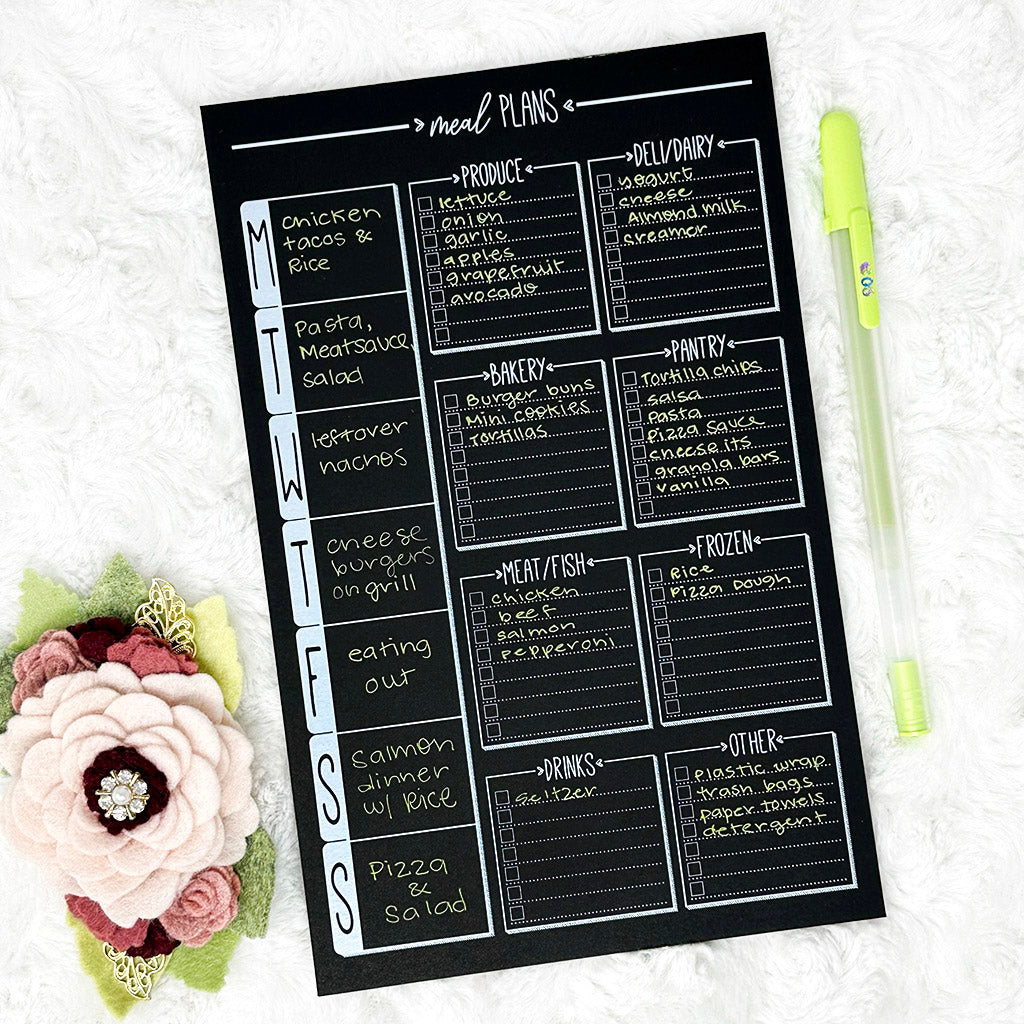 Meal Planner & Grocery List | Notepad | Blackout