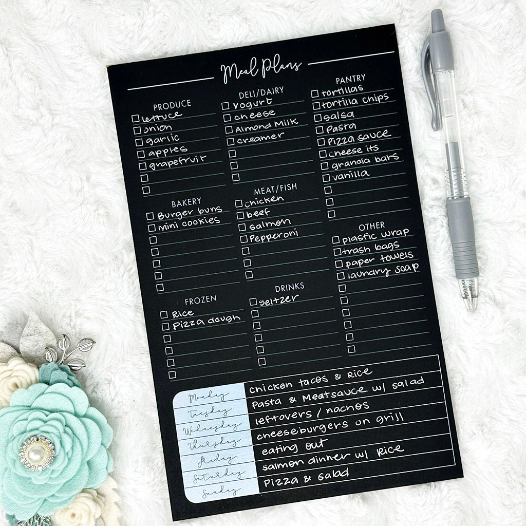 Meal Planner & Grocery List | Notepad | Blackout