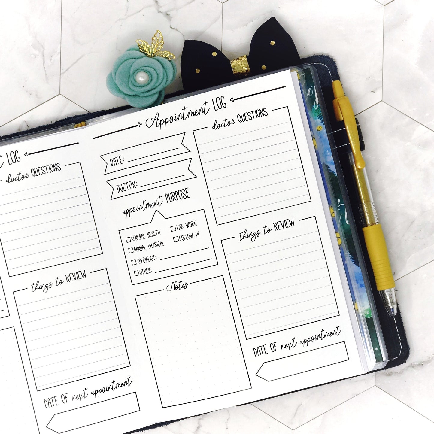 Mental Notes Appointment Tracker | Printed