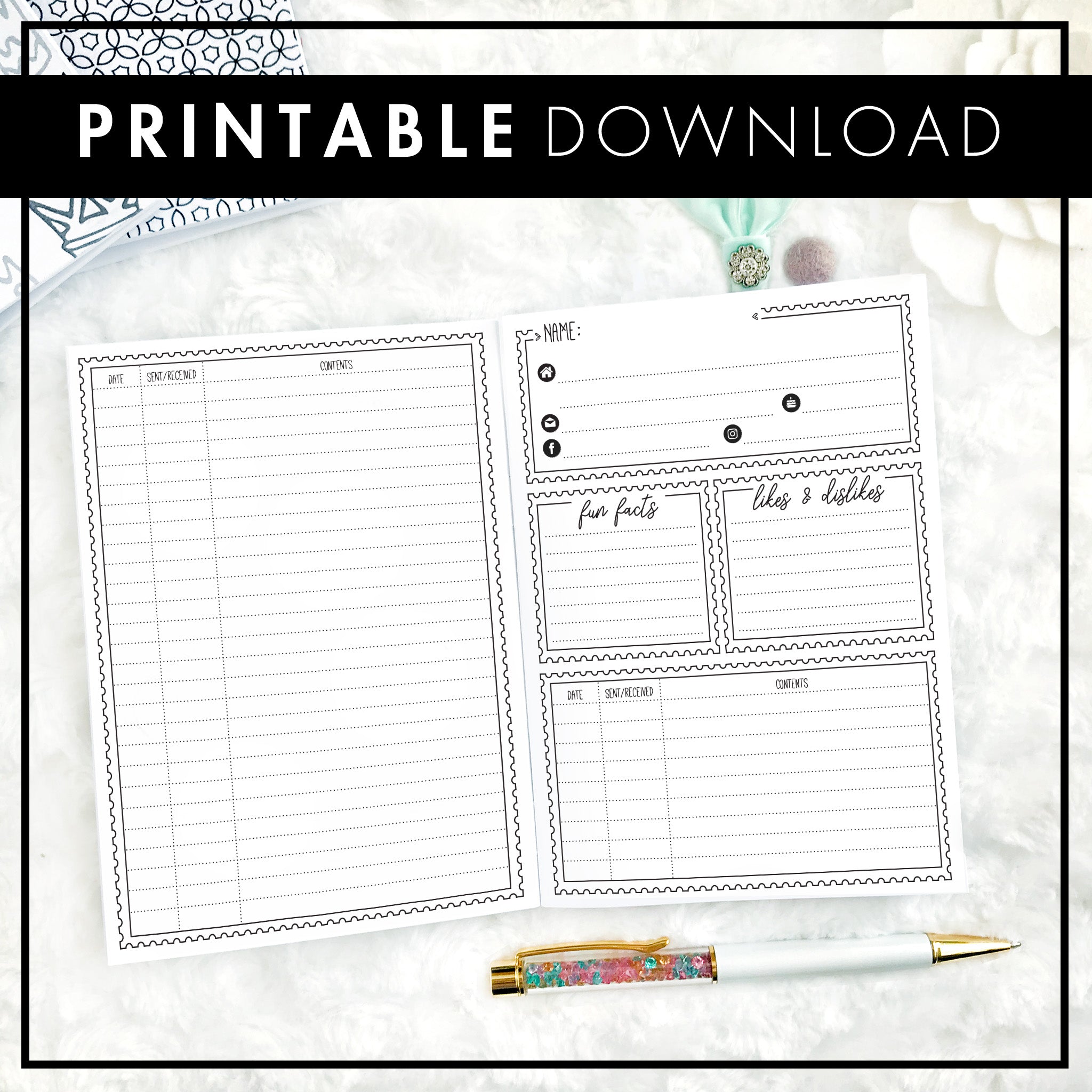 penpal tracker | printable
