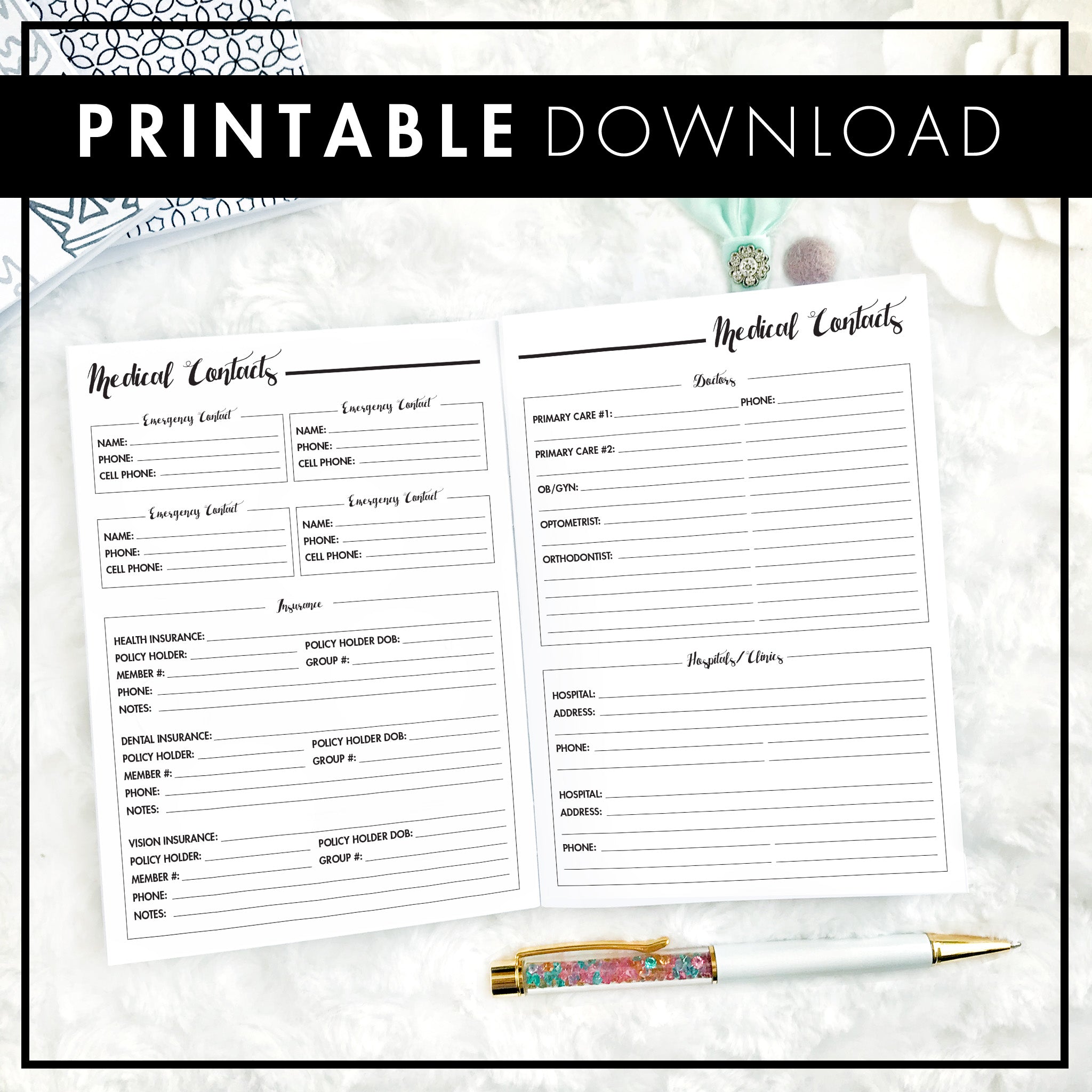 Planner Medical Insert LPA Planner Inserts | Medical Planner & Appointment Log | Printable ...