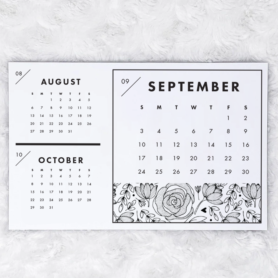 Tri-Month Floral - Horizontal | Notepad | Printed